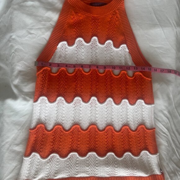 Tommy Hilfiger Women's Cotton Scallop-Stripe Sweater Tank Top sz L Cable Knit - Picture 8 of 11